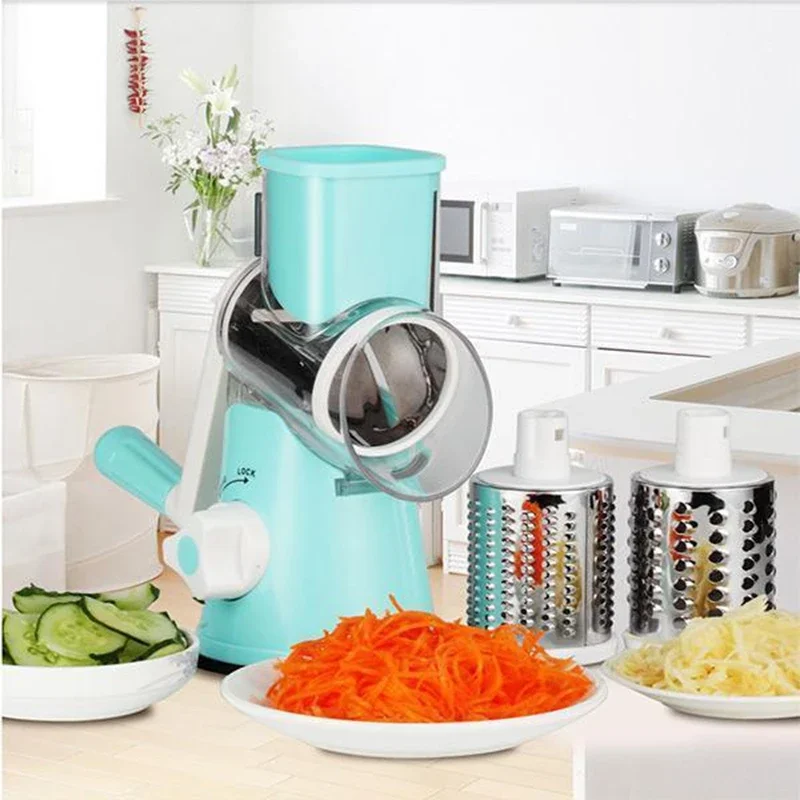 Description Picture 6 of item3-in-1 Manual Rotation Vegetable Fruit Slicer Round Cutter Potato Grater Spiralizer Vegetable Chopper Kitchen Home Tools