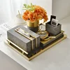 European Leather Tissue Box Modern Desktop Pumping Boxes Texture Bedroom Tissues Organizer Creative Home Decoration Ornaments 3