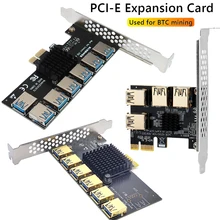 Carte d'extension PCIE Riser 1 à 7, or, adaptateur PCIE 1 à 4 USB 3.0, multiplicateur Pci Express Hub PCIE 1X, carte d'extension pour BTC