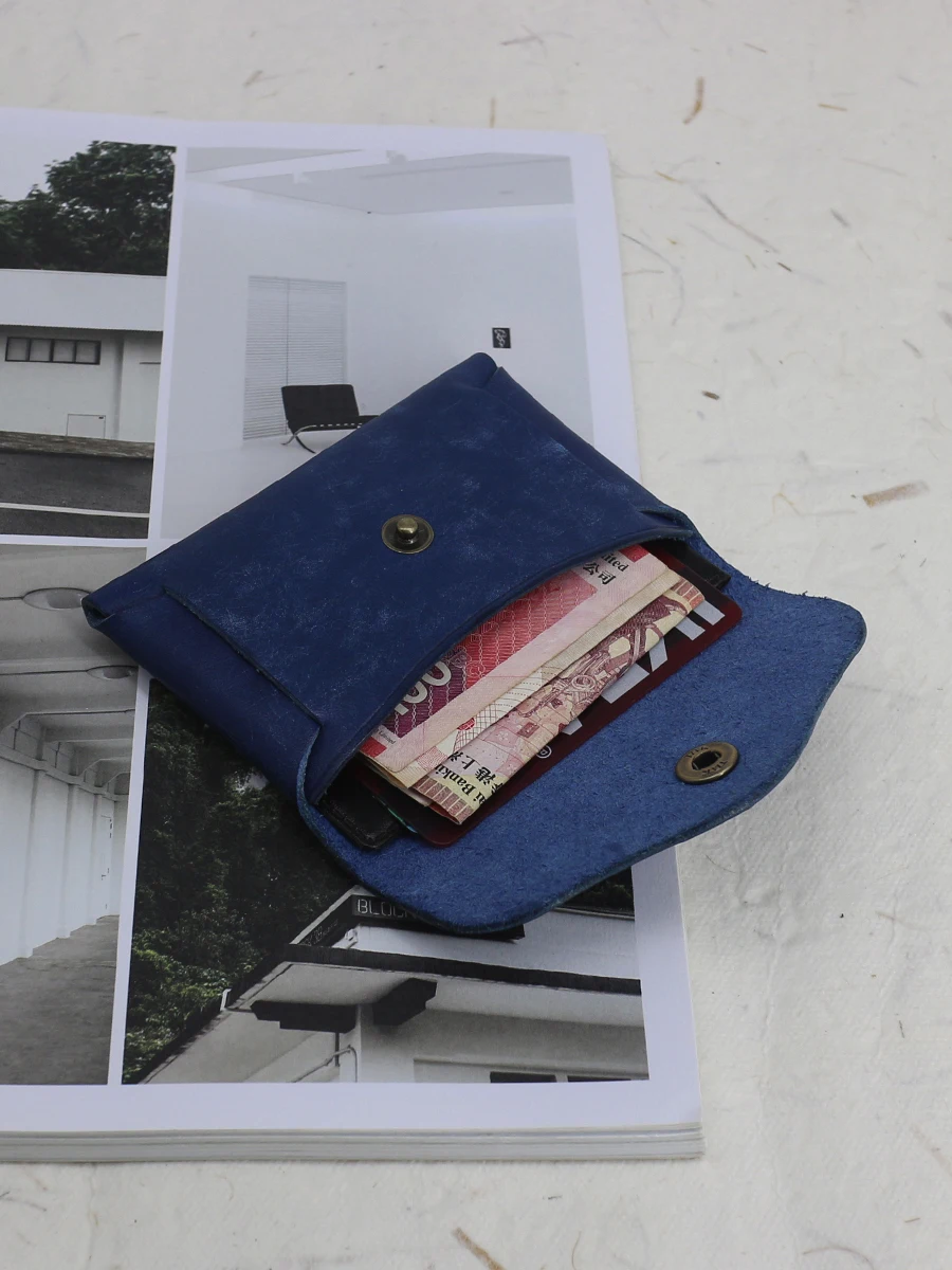 

Credit Card Bag Genuine Leather Luxury Handmade Vintage Business Card Case Cowhide Retro Hasp Coin Purses