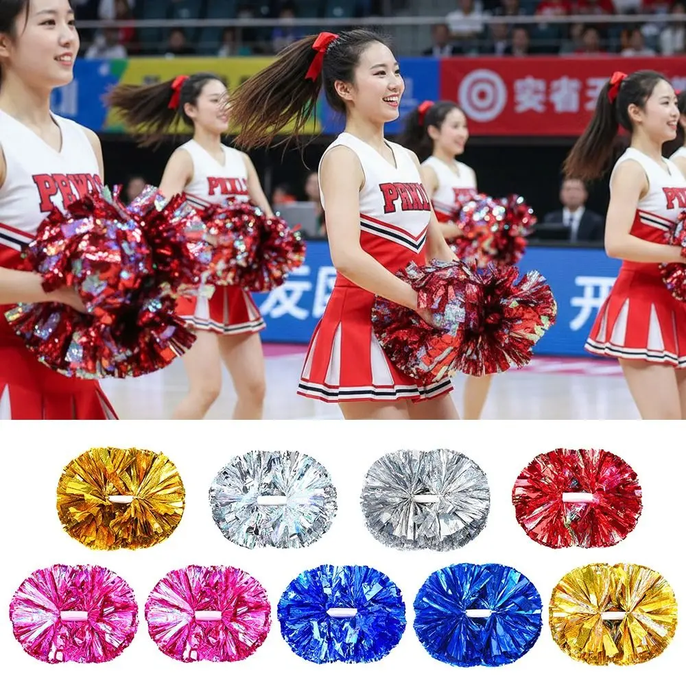 30cm*37cm 치어리더 폼폼 다양한 색상 PET 치어리딩 폼폼 화려한 PET 플라스틱 손잡이 댄스 폼폼