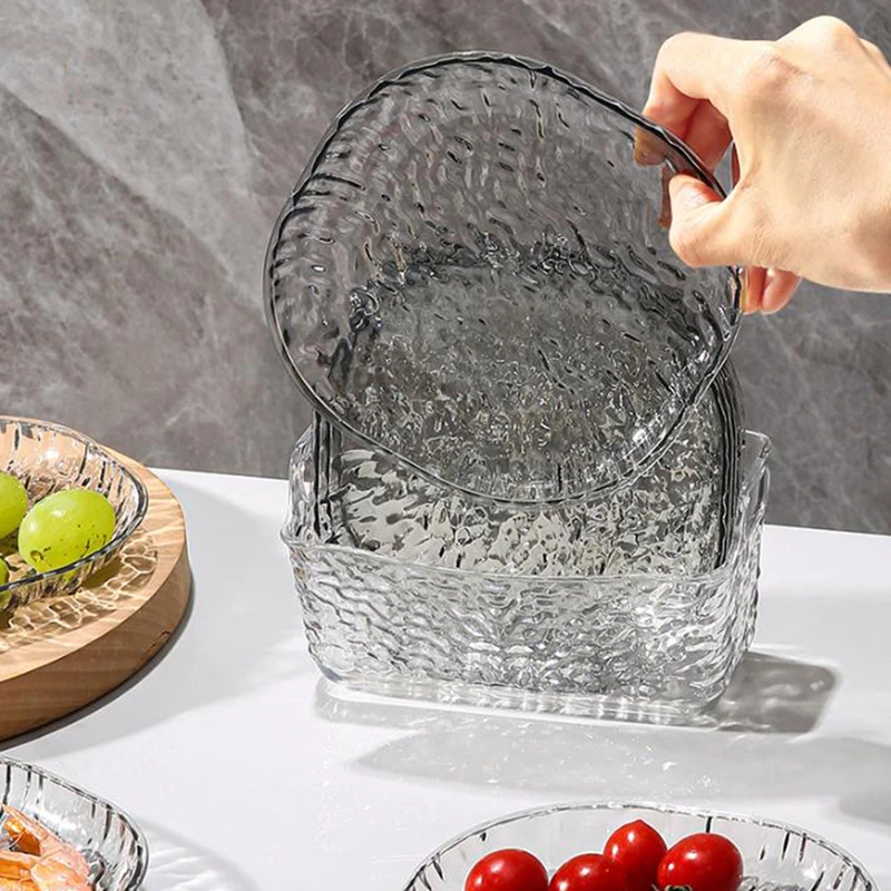 8pcs Easy To Clean Dinner Plate Storage Box Food Grade Acrylic Material Dried Fruit Plate Candy Container Snack Tray