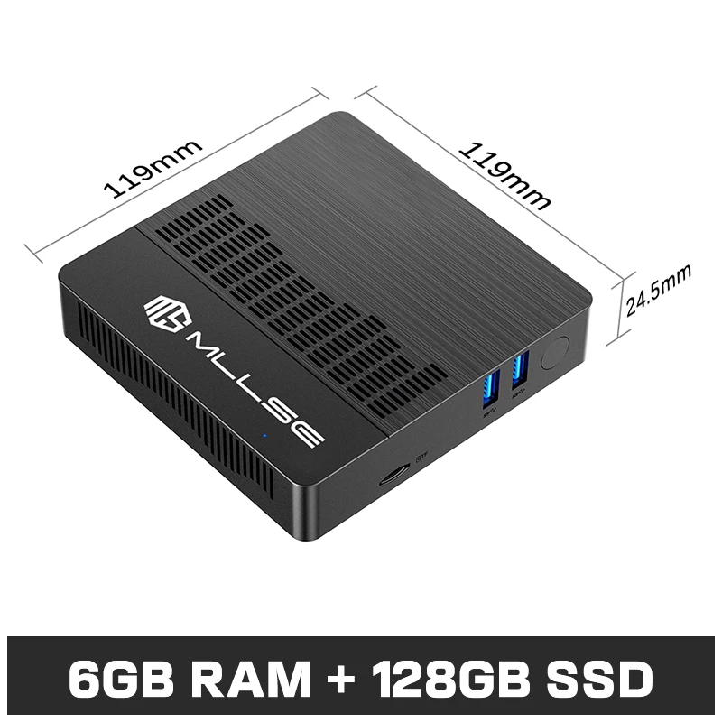 thumbnail image 1 of Mini PC MLLSE M2 Air Intel Gemini Lake N4000 Windows 11 6 GB RAM 128 GB ROM WiFi de doble banda Bluetooth USB Mini computadora, 1 of 5