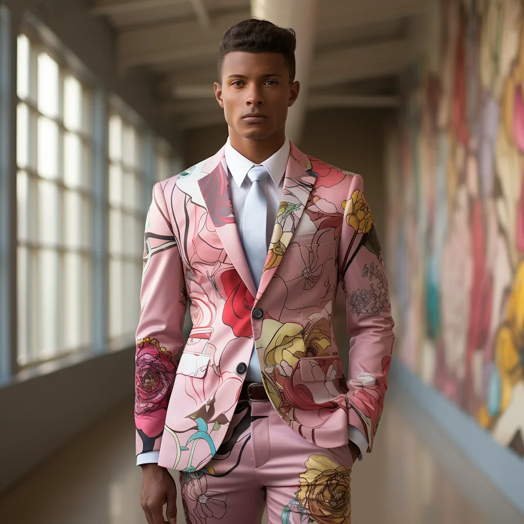 Floral Jacquard Tailored Men's Suit Men's 3D Digital Printing Suits Cos Party Stage Nightclub Shiny Cool Performance Set