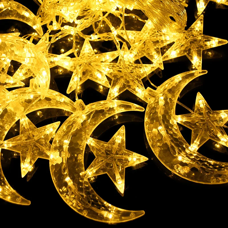 Ramadan Eid Lichterkette Mit Sternen – Batteriebetrieben, IP42 Wasserdicht, Für Garten & Party-Deko