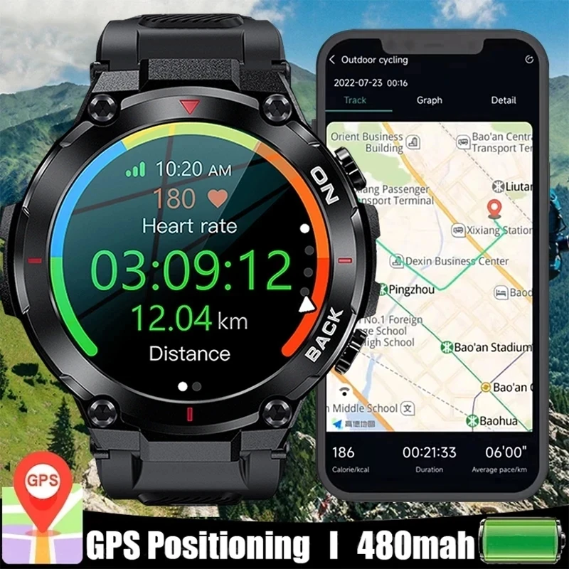 2020 새로운 GPS 스마트 워치 스포츠 피트니스 팔찌 통화 알림 심장 박동 IP68 방수 스마트 시계 안드로이드 IOS