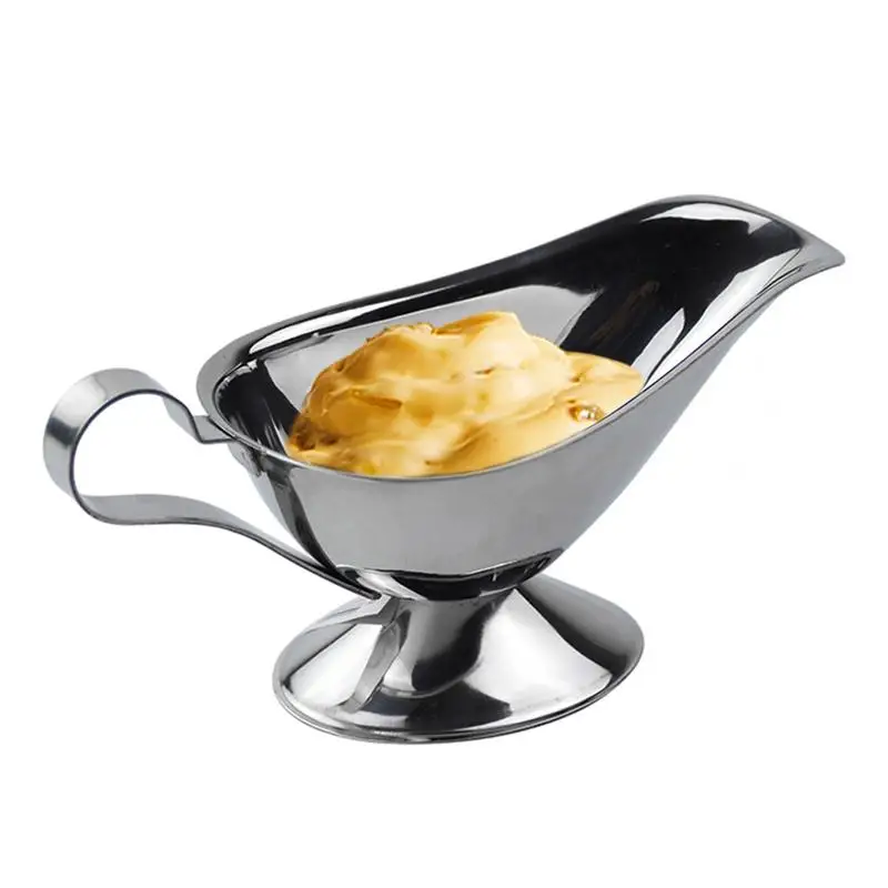 

10 Oz Gravy Sauce Boat Stainless Steel Dressing Server Creamer Salad Bowl Container Pourer Mini Dishes