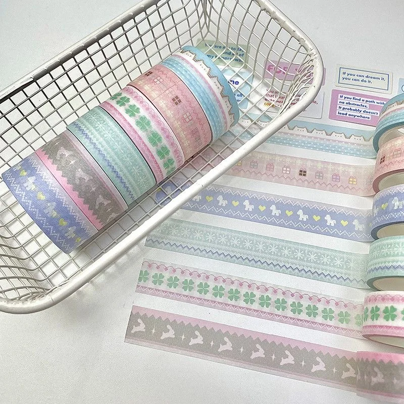 6롤/세트 3가지 스타일 봄 튤립 딸기 장식 테이프 한국식 귀여운 창의적인 와시 테이프 학교 문구 선물
