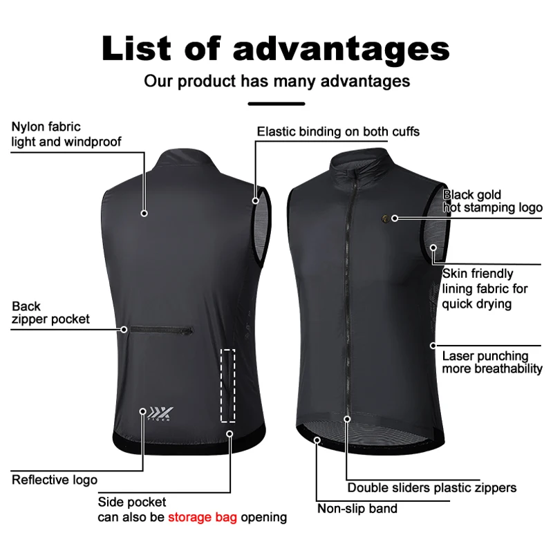 X-Tiger XM-WGY-002 Lightweight Vest Jacket Men Cycling Sleeveless Jersey - Image 4