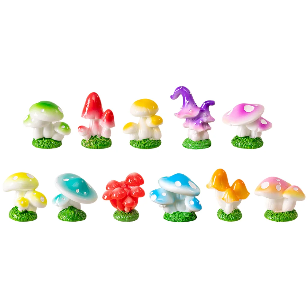 

11pcs Mushrooms Figurines Resin Mushroom Miniatures Statue for Bonsai Micro Landscape