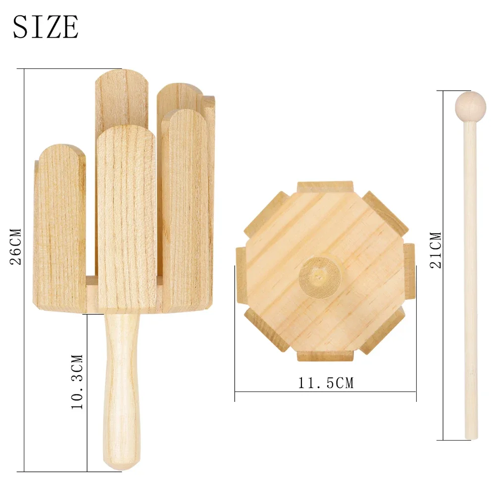 Orff Solid Wood Piece Octave with Striking Stick Percussion Wooden Eight-Tone Multi-Sound Tube for Early Education Children Gift