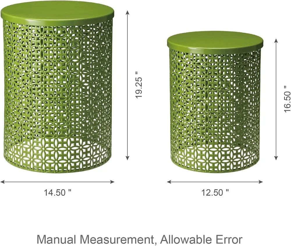 

Outdoor Side Table Set of 2 Decorative Garden Stool for Indoor Outdoor Heavy Duty Metal Frame Accent Table Modern End Table