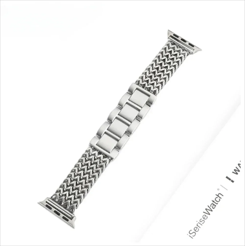 سوار فولاذي فاخر لساعة أبل 9 8 7 6 SE 5 3 45/44/42...