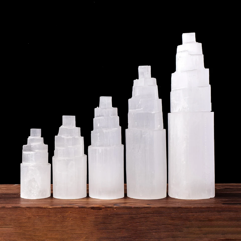 Natural Selenite Crystal Tower Decorative Sculpture