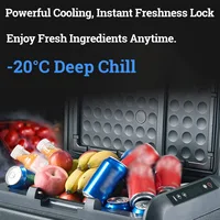 Réfrigérateur de voiture mini 18L, congélateur portable pour voiture 12V 24V DC, réfrigérateur à compresseur pour véhicule pour les aventures en plein air, glacière de camping 4
