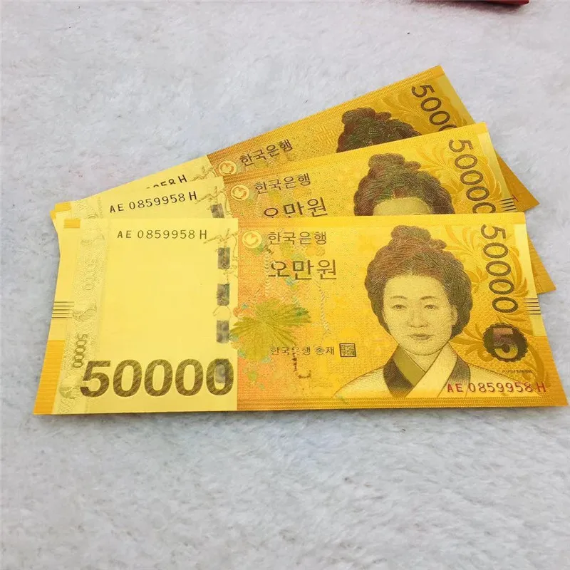 4 pcs Korea Gold Banknote 1000-50,000 KRW Banknote in 24k Gold For Collection commemorative banknotes gold plated banknote