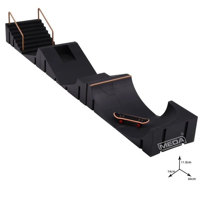 6 In 1 Black Finger Skateboard Training Games Scene Skating Board with Ramp Parts Track Kids Toys Gift Kate Park Mini Toys 2