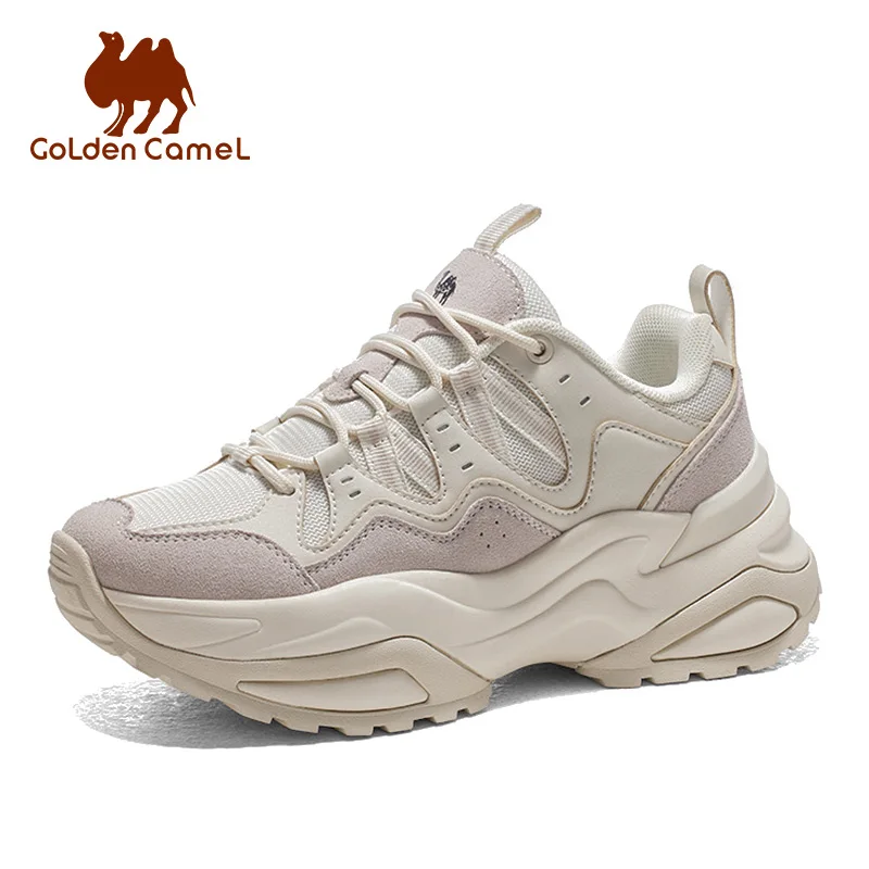 GOLDEN CAMEL Casual Shoes for Women Autumn Women's Sports Shoes Breathable Thick-soled Height-increasing Daddy