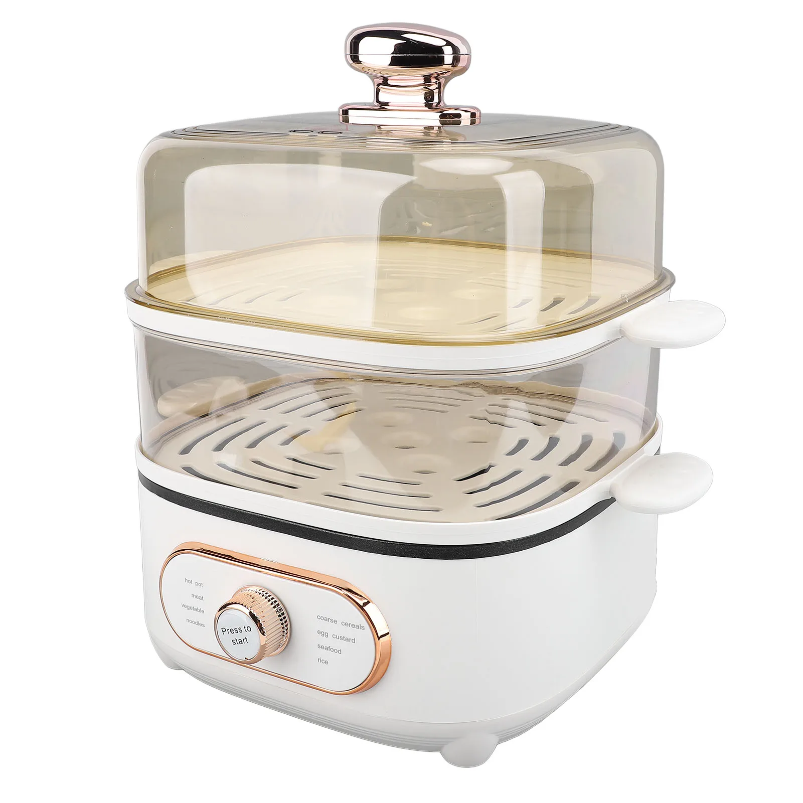 2 Tier Electric Steam Pot 1200W 10.5L Stackable Multipurpose Cooker Electric Hot Pot with Steaming Plate for Soup Noodles Oatmea 5