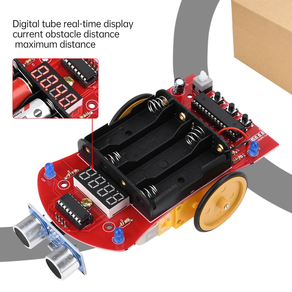 51 MCU Smart Car Ultrasonic Distance Measuring Obstacle Avoidance Car Microcontroller Intelligent Welding Teaching DIY Kit