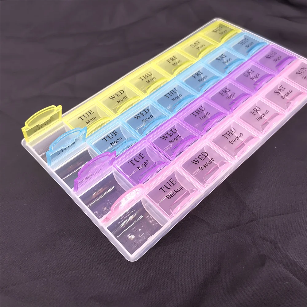 Apics Pill Case 4 Row 28 Squares Weekly 7 Days Tablet Box Holder