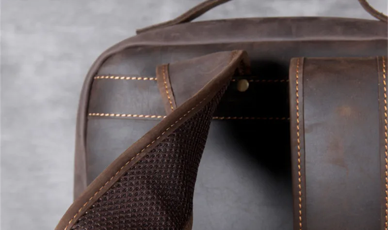 PNDME Vintage Einfache Crazy Horse Rindsleder Echtes Leder männer frauen Rucksack Große Kapazität Laptop Rucksack Reise Büchertaschen – Detail 16