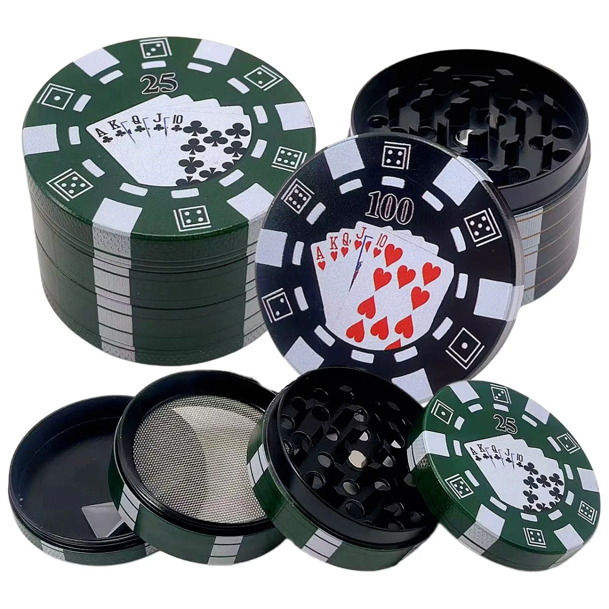 Premium 4-Layer Metal Herb and Spice Grinder - Manual Salt and Pepper Mill