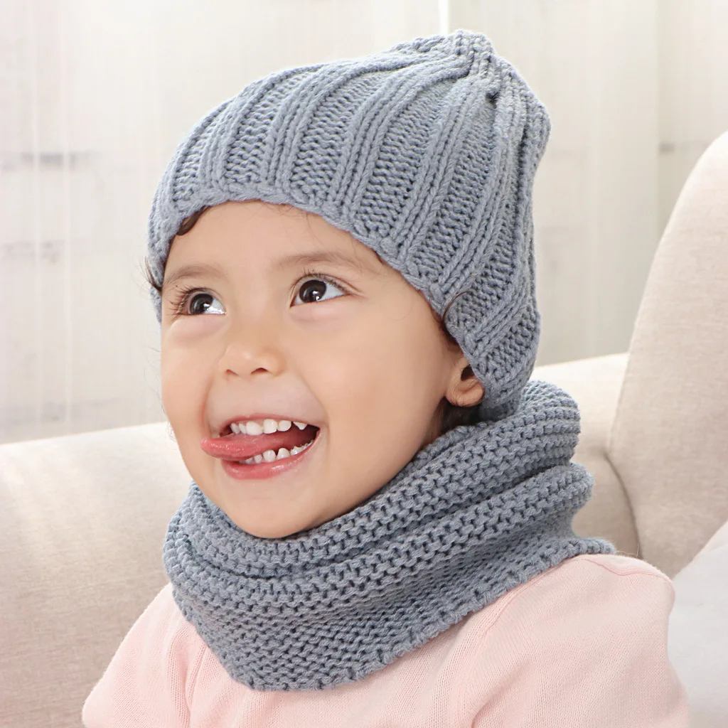 Children's Hat Scarf Two-piece Set Boys and Girls Lovely Knitted Scarf  Lovely Thick Hat Children's Accessories 3-12 Years - AliExpress