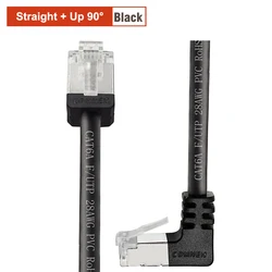 COMNEN Cat6a Slim 90° Angle Ethernet Cable - Flexible Patch Cord - 0.15m (Up 90 FTP)