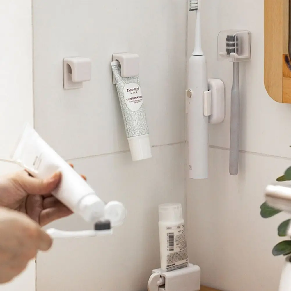 Wall Mounted Toothpaste Holder Sturdy Adhesive Space-Saving Storage Rack No Drilling Multi-function Wall Organizer Kitchen