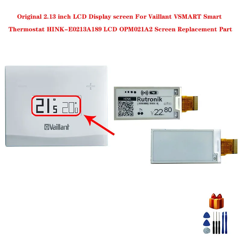 Original 2.13 inch LCD Display screen For Vaillant VSMART Smart Thermostat HINK-E0213A189 LCD OPM021A2 Screen Replacement Part