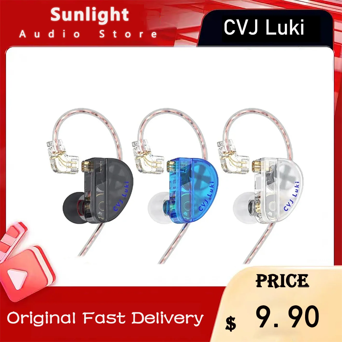 

CVJ Luki наушники-вкладыши 10 мм двойной блок Вибрирующая игровая гарнитура Hi-Fi микрофон Видео проводная гарнитура IEM наушники