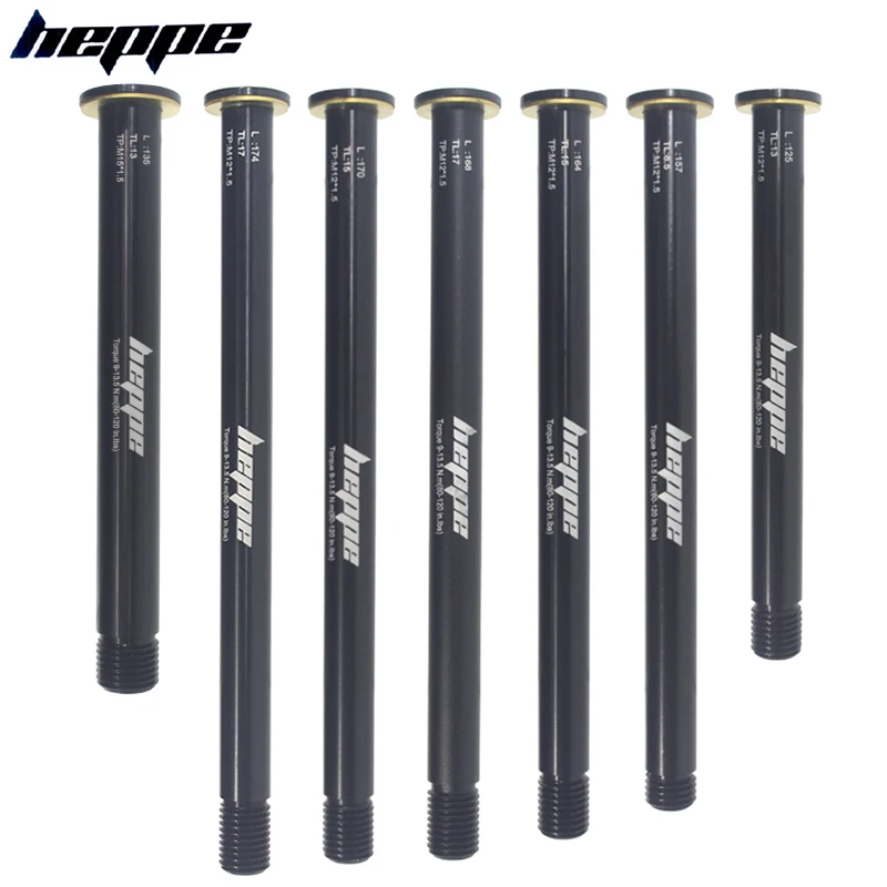 HEPPE MTB Down Hill Bike Thru Axle Front Fork Rear Hub Shaft Skewer Solid Thru Axle M12 M15 P1.5 Cycling Quick Release Bike Part