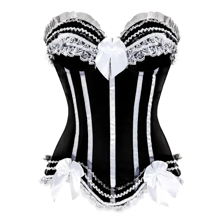 black and white striped bustier