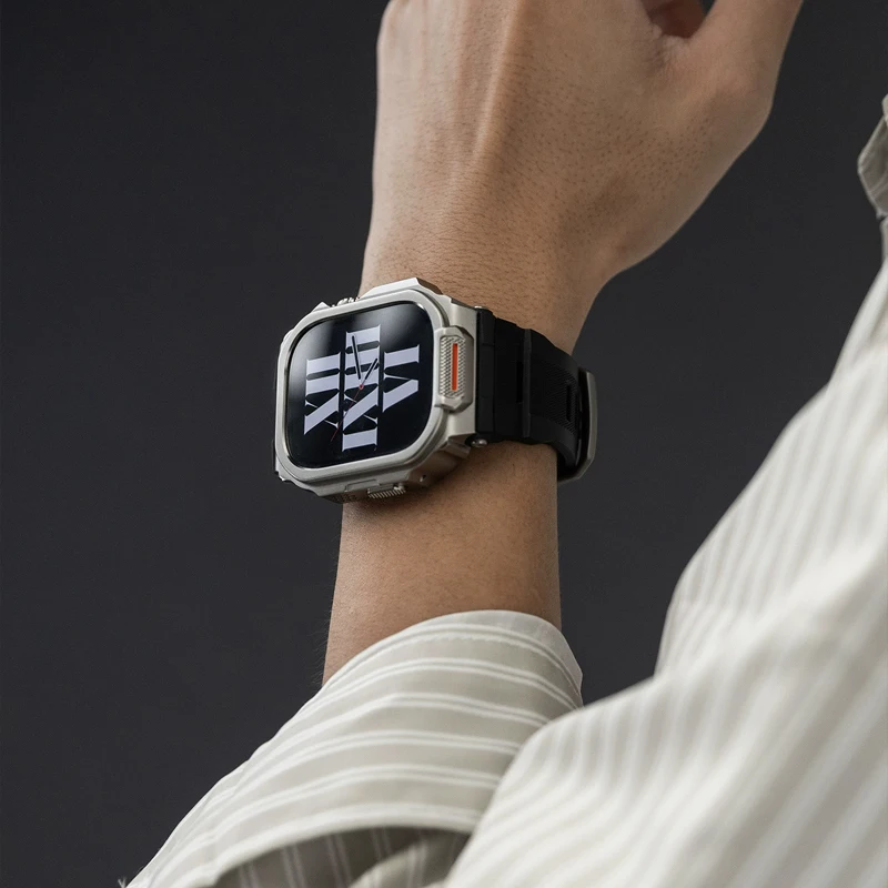 Enhanced Protective Metal Case and Strap for Apple Watch - Drop Resistant Armor Design