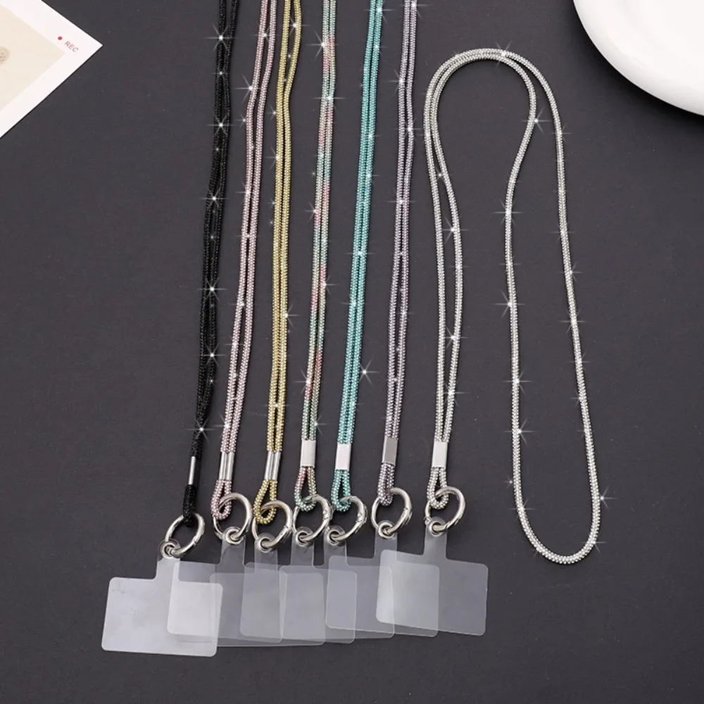 Elegant Rhinestone Phone Lanyard with Glitter Crystal Case and Anti-Loss Strap Keychain