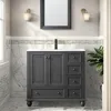 36" Bathroom Vanity Sink Combo Vintage Style with Painted Solid Wood Construction, Undermount Ceramic Sink with Faucet & Drain 1