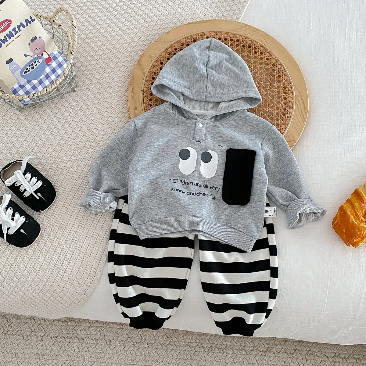 Baby Clothes Fashion Casual Boys Cartoon Cute Hoodie Spring and Autumn New Korean Style Boys Baby Cotton All Match Pullover