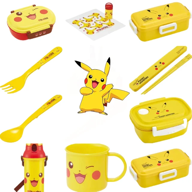 Pokemon Lunch Box Cutlery Set Drawstring bag lunch pics New Pikachu face  kawaii