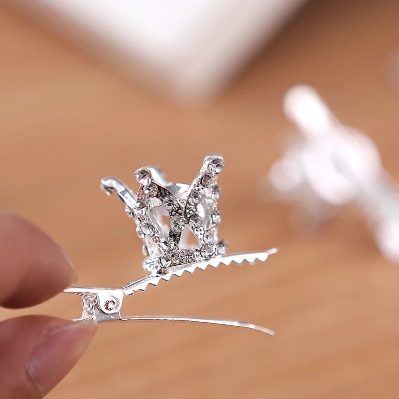 Girls Kids Crystal Princess Party Crown Tiara Hair Pin Clips Silver Plated Women Hair Accessories jewelry accessories,hair accessory