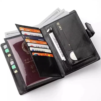 Portafoglio Lungo in Pelle PU per Uomo e Donna, Grande Capacità, Porta Passaporto, Porta Carte Multiplo, Tasca per Contanti e Monete, Pochette da Viaggio