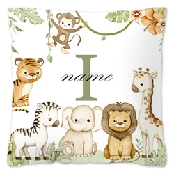 Personalized Animal Pillowcase - Custom Name Kids Bedroom Decoration & Birthday Gift - 45X45CM TWO SIDE (Letter I with name)