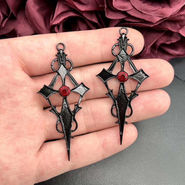 KONTONTY 20pcs Halloween Pendant Cross Jewelry Charms Creepy Jewelry Enamel  Ghost Charms Halloween Gothic Pendants Goth Charms Cross Necklace Jewelry