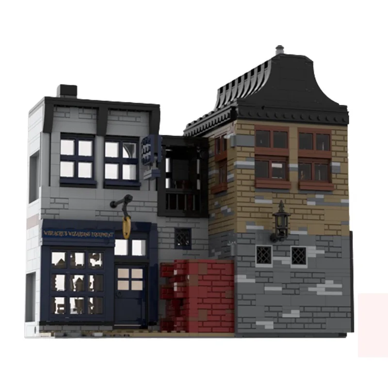 Moc Architettura Medievale Europea Street View Building Blocks Bar Diagon Alley Vintage House Model Brick Toys For Kids
