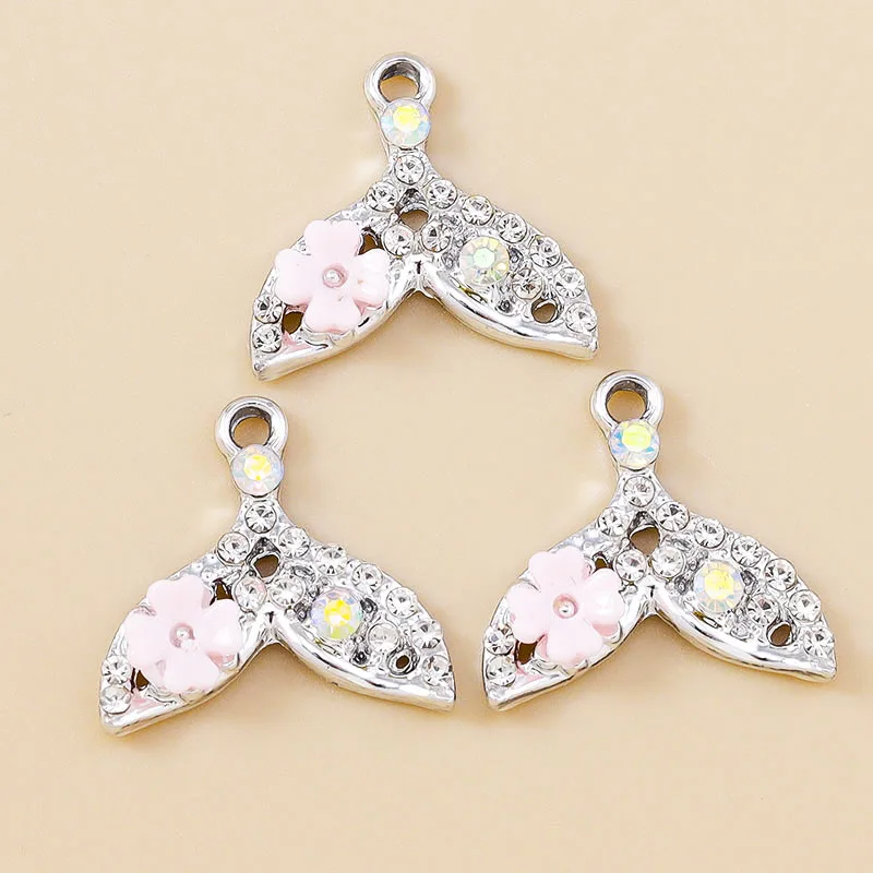 Leslie 10 Stück funkelnde CZ-Kristall-Meerjungfrauen-Anhänger, Fischschwanz-Anhänger für DIY-Halskette, Armband, Schmuckherstellung, Zubehör – Detail 9