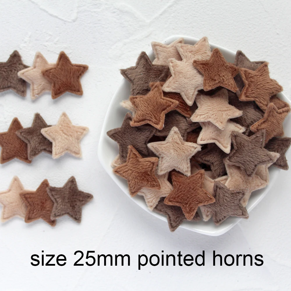 Fur Padded Star Patches 18/25/33/36mm Stickers Sew Clothes Jeans Patches Diy Coats Applique Handmade Patchwork Accessories 70Pcs