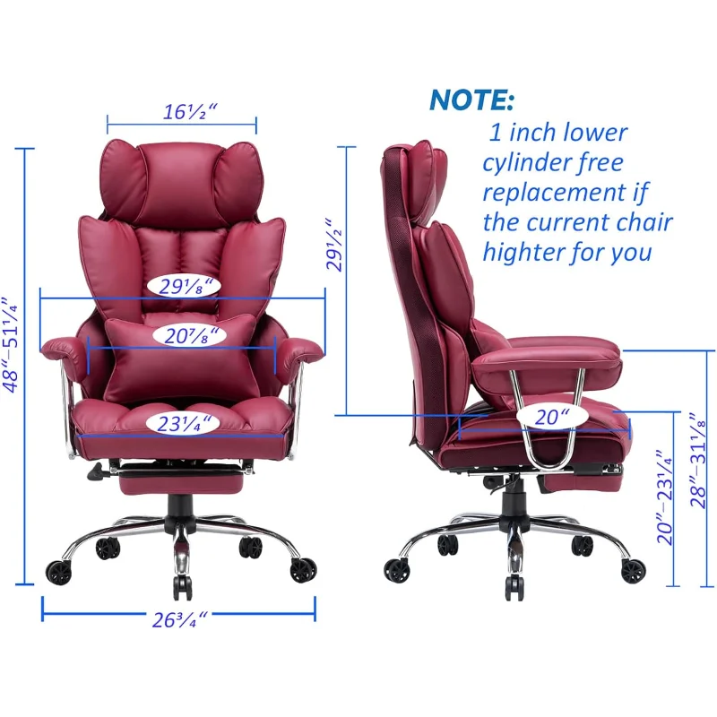 

Efomao Desk Chair,Big High Back Chair,PU Leather , Computer ,Executive ChairBurgundy Office Chair