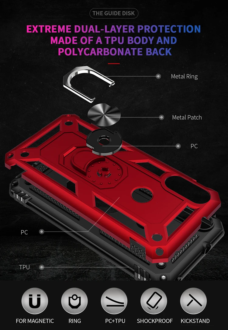 Shockproof Armor Phone Case with Finger Ring Holder Cover