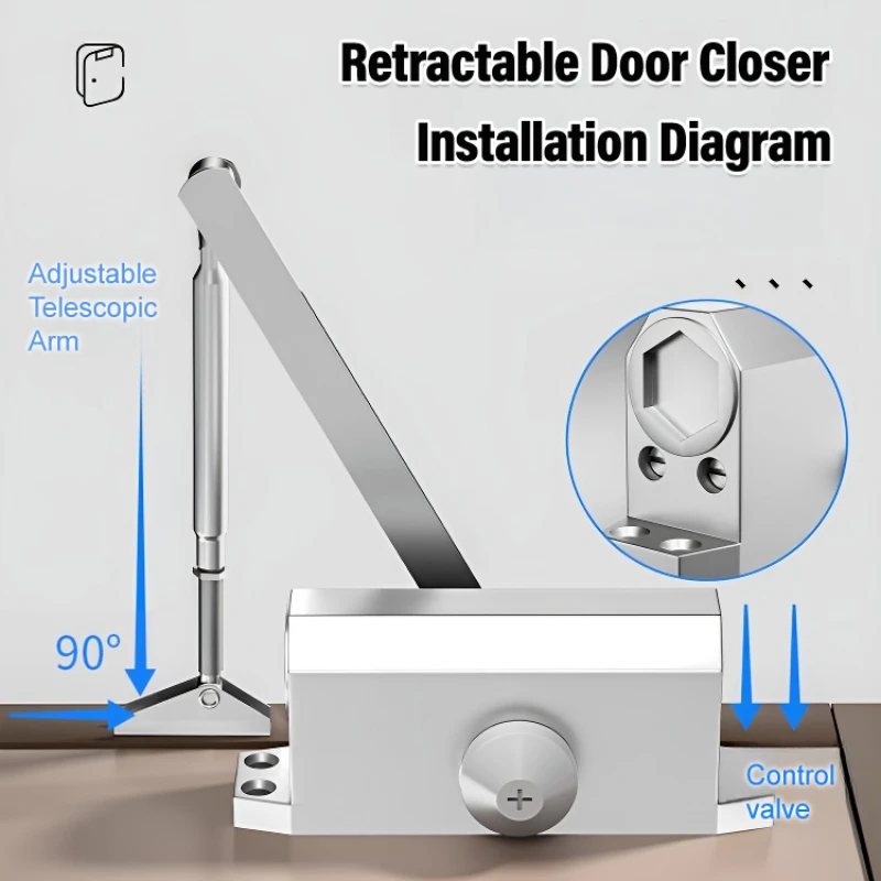 180&deg; Automatic Door Closer Silent er Hydraulic Aluminum Alloy Door Closer Passage
