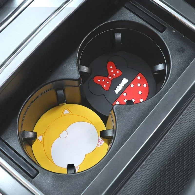 Car Assecories Car Coasters Anti-Slip Pad PVC Cup Holder Mat Decor Creativity Cartoon Coaster High Temperature Resistance cup holder coasters car coaster pads